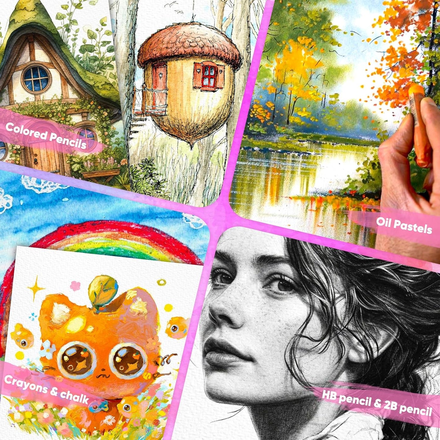 Watercolor Paper 9"x12", Christmas Gifts for Adults Teens Kids, Cold Press Water Color Paper, 140lb/300gsm Loose Art Drawing Paper for Acrylic Paints Markers Pencils Pens Oil Pastels Canvas Painting