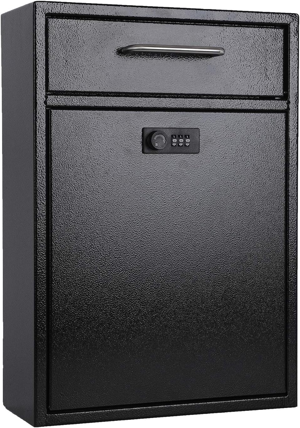 xydled Wall Mount Mailboxes with Combination Lock, Wall Mail Box for Outside, Locking Mailbox with Lock, Hanging Secured Postbox, Security Key Drop Box, 17.6H x 12.2L x 5.7W Inches, Black, XL Large