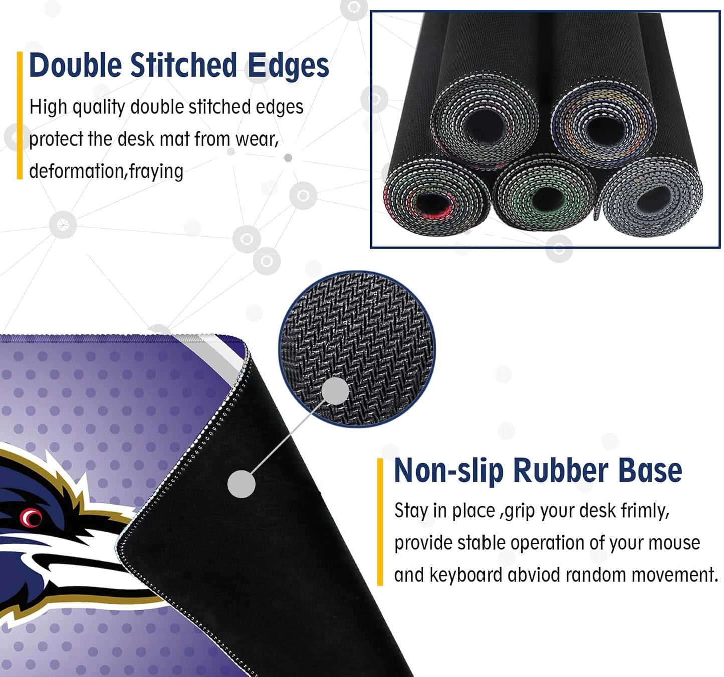 Large Mouse Pad Desk Mat for Home Office, Gaming Mousepad Extended Desk pad - Computer Keyboard Mouse Mat with Non-Slip Base and Stitched Edge Office Desk Organizers and Accessories