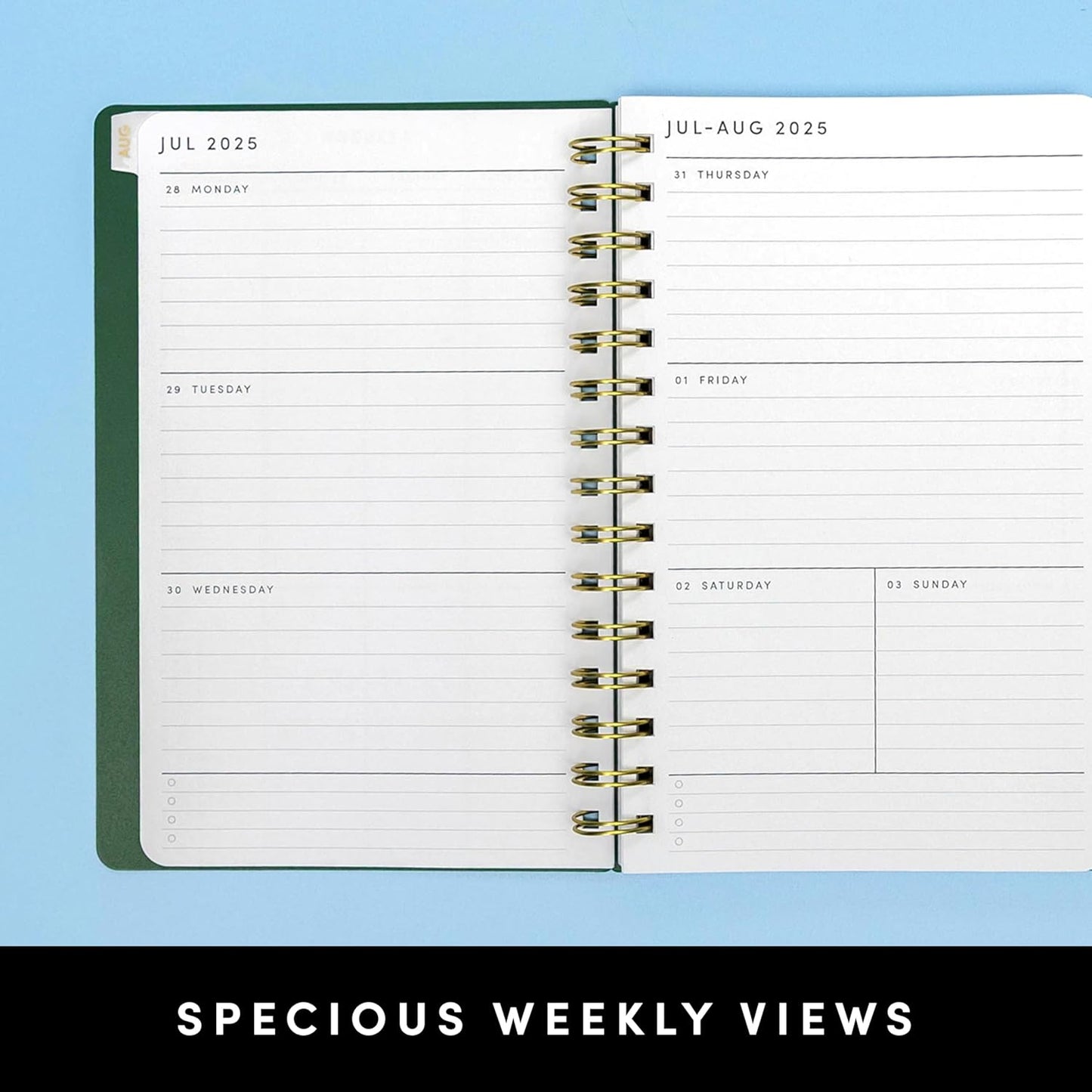 PAPERAGE 17 Month Academic Planner 2025-2026, Weekly & Monthly Spreads, August 2025 - December 2026, Small (5 in x 8 in), Dark Green