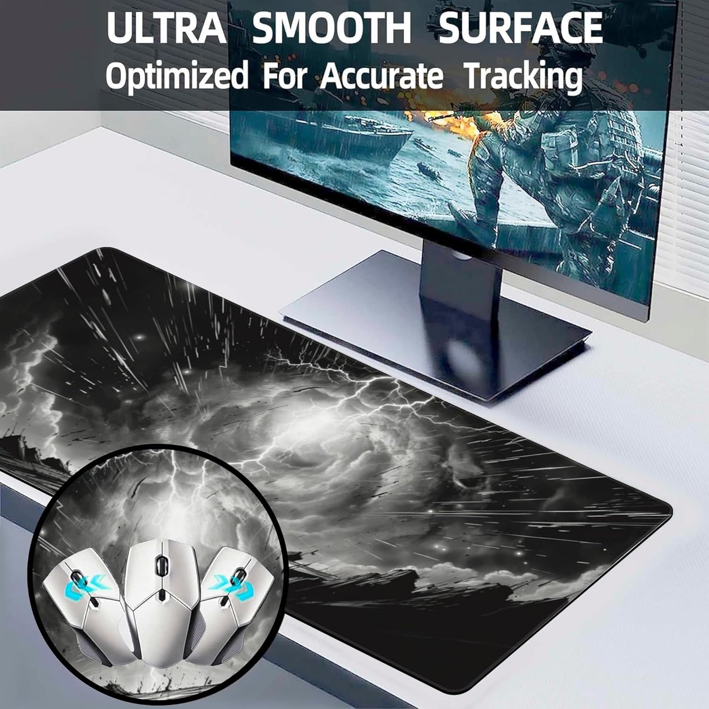 Extended Large Gaming Mouse Pad, Anime Manga Large Desk Mat for Desktop XXL, Non-Slip Rubber Base Stitched Edges Long Computer Keyboard Desk Pad Mouse Mat for Gaming Home Office 35.4"X15.7"