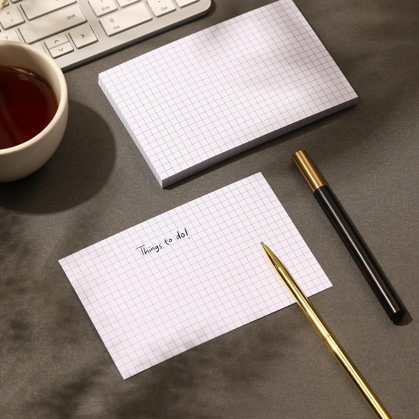 Extra Heavyweight Grid Index Cards 4x6 Inch 92lb Weight Double Sided Graph Ruled Notecards Thick Flash Cards for Note-Taking, Studying, and Organization, Ideal for School, Home and Office - 50 Count