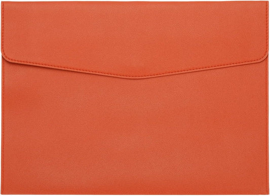PATIKIL PU Leather A4 File Folder, Document Holder Filing Organizer Portfolio Envelope Folder Case with Snap Closure for Letter Receipt Style 2, Orange