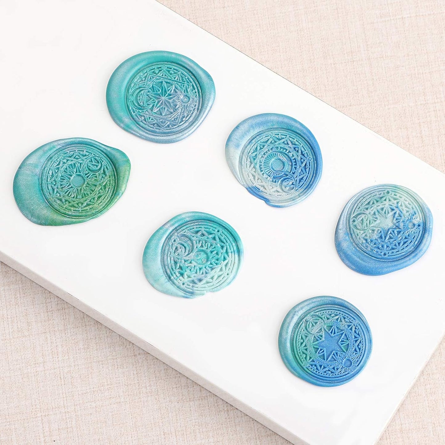 OwnMy 6 PCS Wax Seal Stamp Set with Magic Symbols Wax Stamp Heads and Wooden Handle, Vintage Retro Classical Wax Sealing Stamp Crafts Wax Seal Stamp Kit with Gift Box for Invitation Envelopes Letters