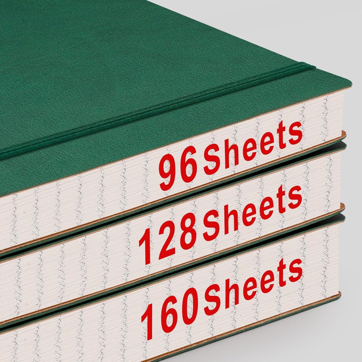 AHGXG Graph Paper Notebook - Grid Paper Notebook Large A4 8.5''×11'', 320 Pages Thick Journal, 100gsm Thick Graph Paper, Leather Softcover, Inner Pocket - Green