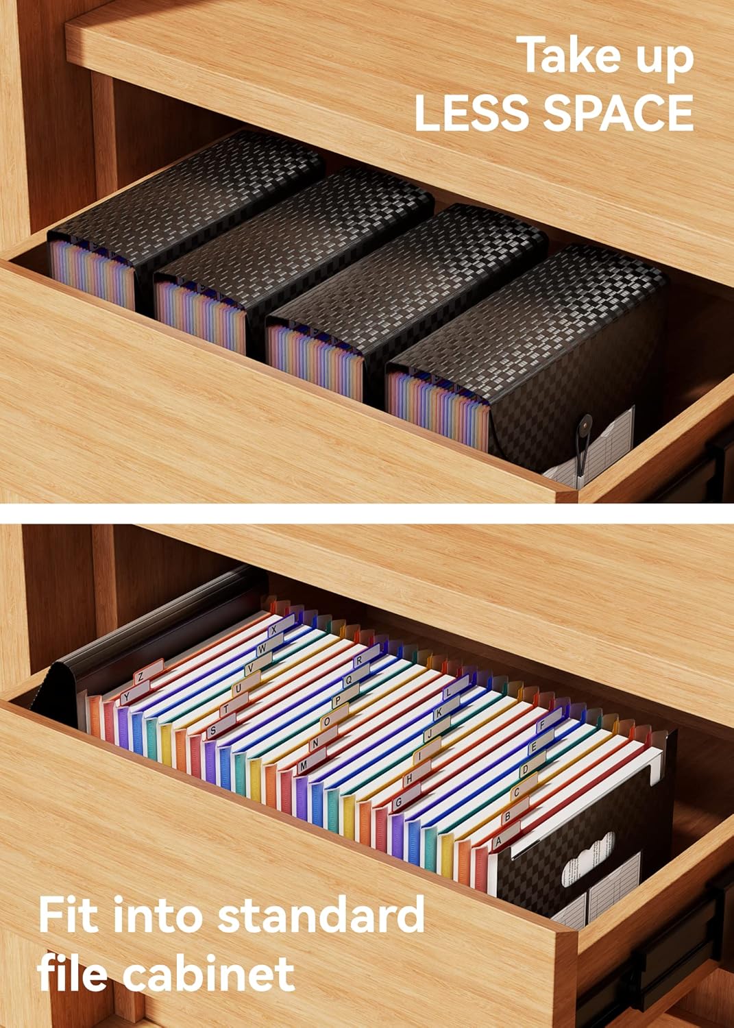 ABC life 26 Pockets Accordian File Organizer,Expanding File Folder/Portable A4 Letter Size Filling Box, Expandable Desktop Accordion Folder, Plastic Paper Document Coupon Organizer with Colored Label