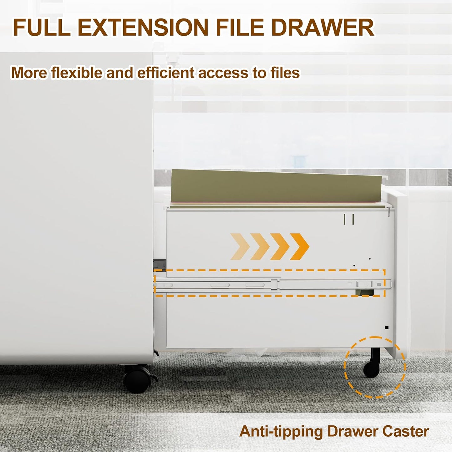 3 Drawer File Cabinet With Lock and 4 Keys, Mobile Metal Filing Cabinet for Home Office, Under Desk, Pre-Assembly, Letter/Legal/A4 Hanging Folders