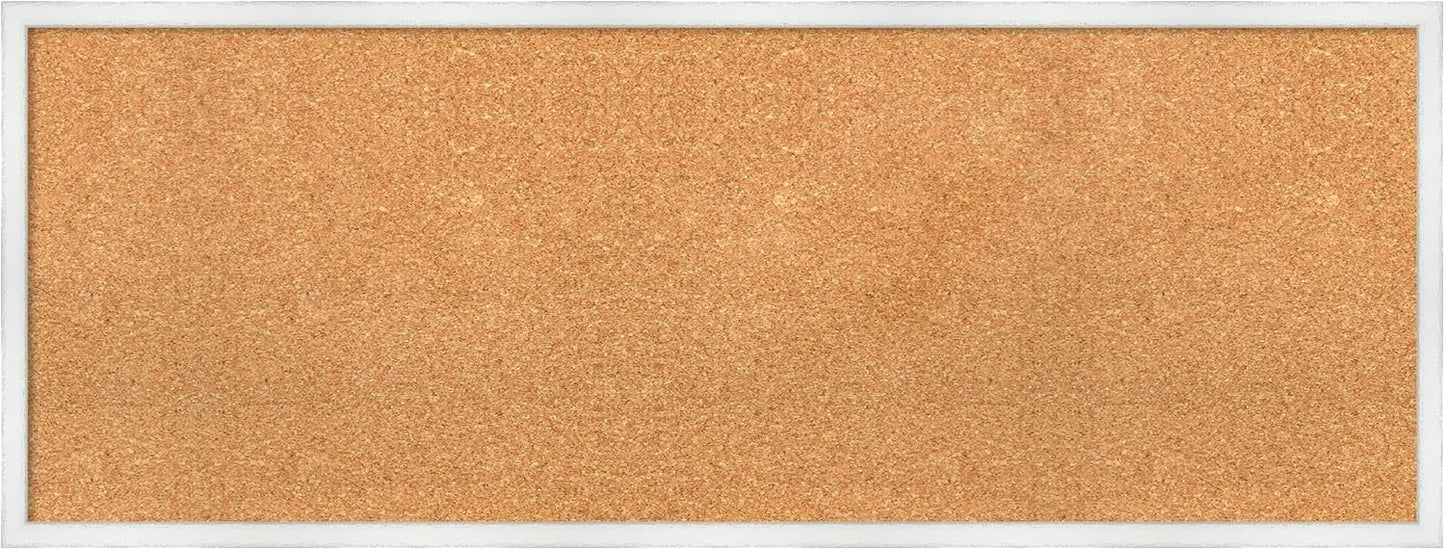 Amanti Art Natural Cork Board for Wall, 17x45 Vision Board with White Frame, Oversize Corkboard Office Decor for Home Organization, Country Rustic Corkboard Pinboard to Display Items for Home