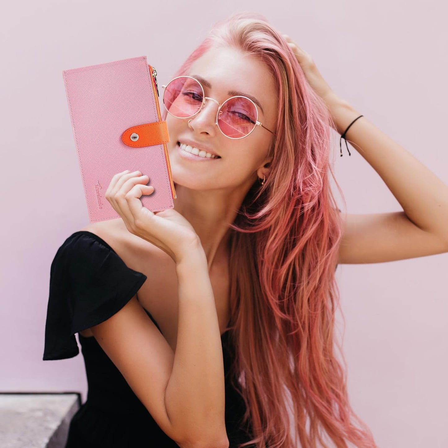 Travelambo RFID Wallet Women Bifold Multi Card Wallet Case with Zipper Pocke Credit Card Holder for Women