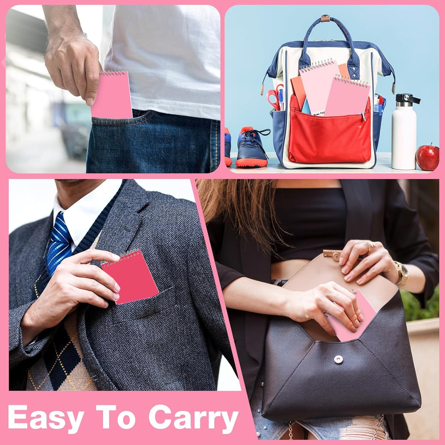 Thenshop 100 Pads Spiral Memo Pads Bulk 3 x 5 Inch Small Pocket Notepad Top Bound Lined 60 Sheets Mini Notebooks for School College Office Home Supplies (Bright Colors)