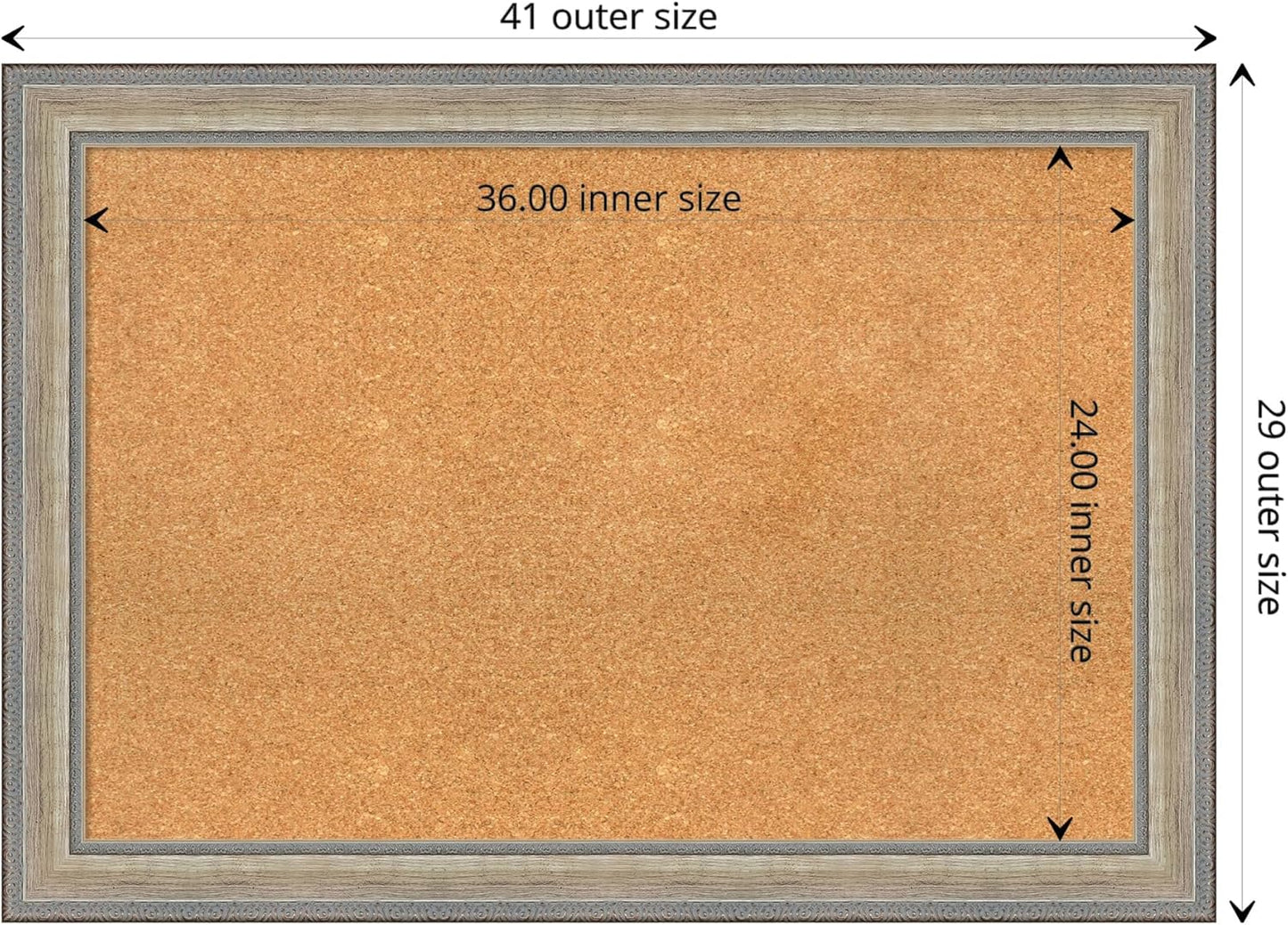 Amanti Art Natural Cork Board for Wall, 29x41 Vision Board with Silver Wood Frame, Large Corkboard Office Decor for Home Organization, Traditional Corkboard Pinboard to display items for home