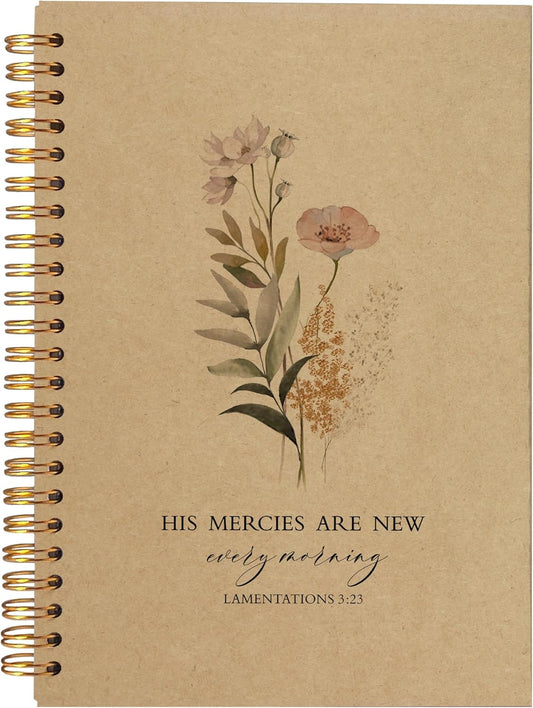 BearCake Floral Christian Notebook Journal, Christian Gifts for Women, Bible Notebooks for Note Taking, Bible Journaling Notebook, Hardcover Spiral Notebook 5.5x8.3 kraft paper