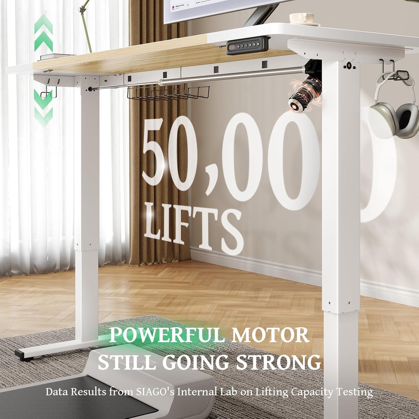 SIAGO Electric Standing Desk Adjustable - 55 x 24 Inch Sit Stand up Desk with Cable Management - 3 Memory Preset Adjustable Height Table