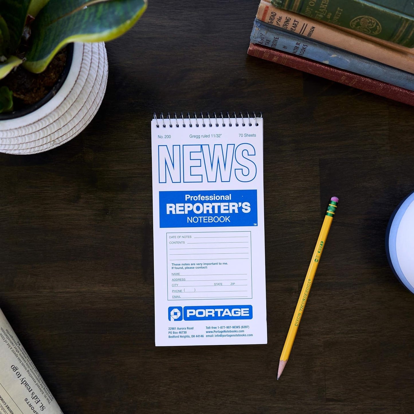 Portage Reporters Notebook – Top Bound Spiral Pocket Notepad, Steno Note Book, Perfect for Reporters & Journalists Taking Notes in the Field, Gregg Ruled – 4 x 8 In, 70 Sheets, 12 Pack