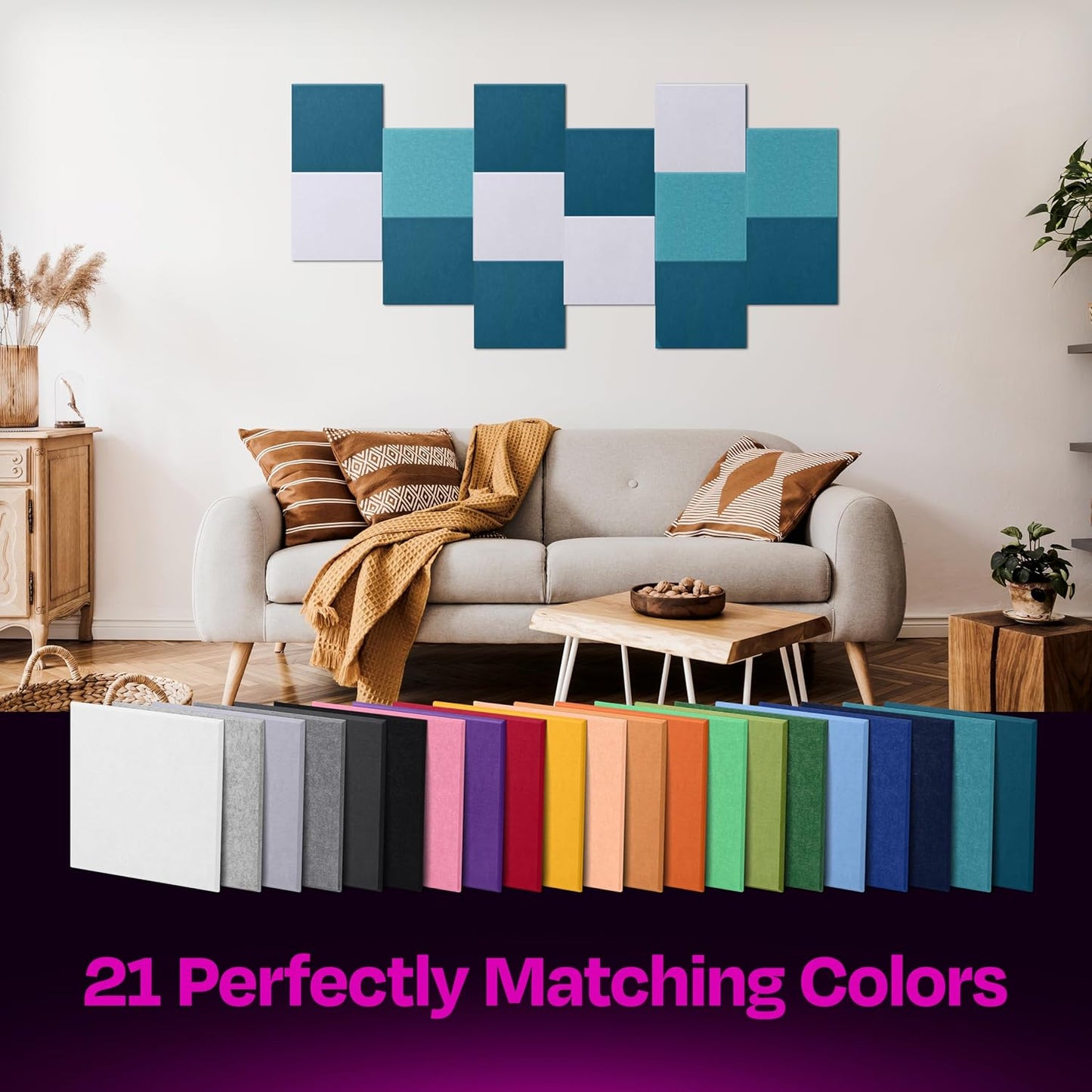 Acoustic Panels 12-Pack Soundproof Wall Panels 12"X12"X0.4" Sound Panels High Density Sound Dampening Panels - [Ocean Turquoise Square]