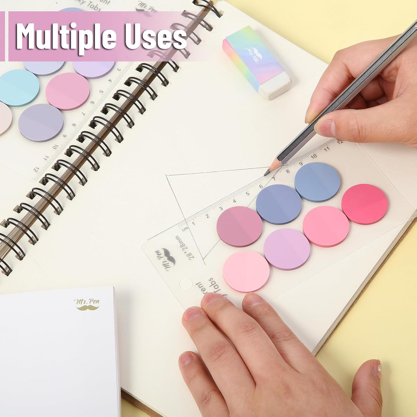 Mr. Pen- Transparent Sticky Note Set, 560Sheets, Colorful, Round Transparent Sticky Notes Set