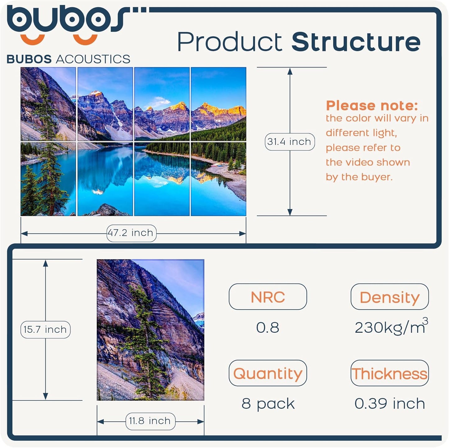 BUBOS 8 Pack Art Acoustic Panels Soundproof Wall Panel,47.2X31.4 Inches Sound Absorbing Panel,Self-adhesive Decorative Acoustical Wall Panels, Acoustic Treatment for Ceiling Home Office（Banff Park）