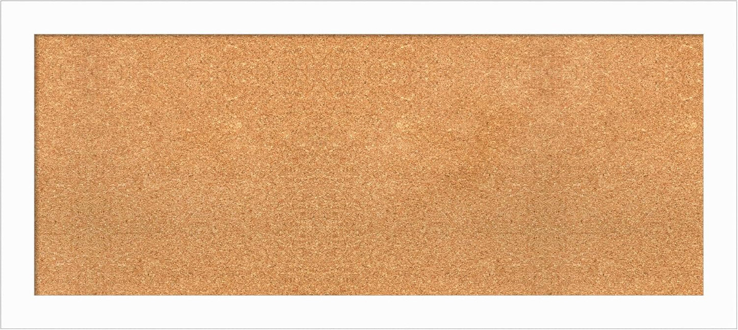 Amanti Art Natural Cork Board for Wall, 19x43 Vision Board with White Frame, Large Corkboard Office Decor for Home Organization, Casual Corkboard Pinboard to Display Items for Home Organization in