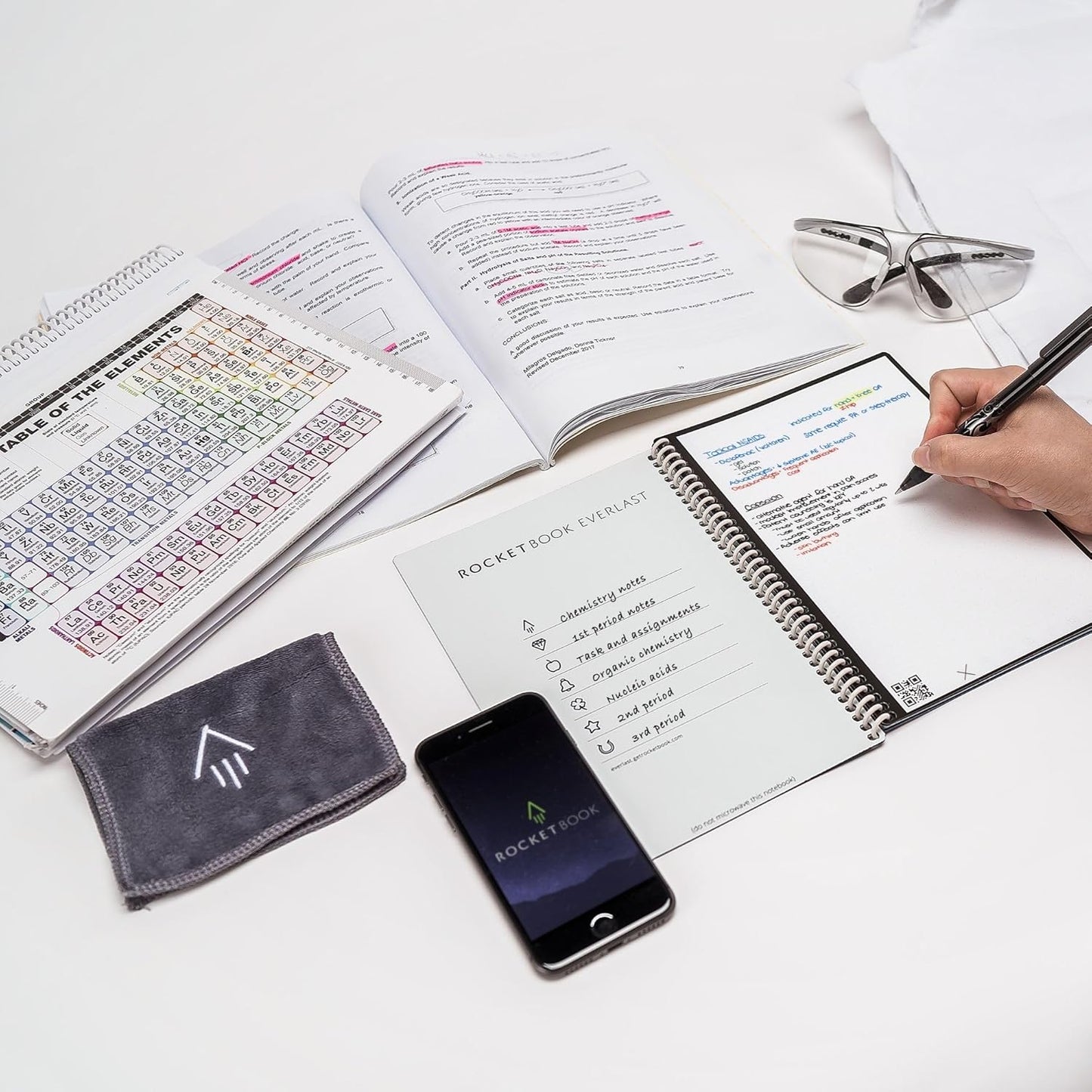 Rocketbook Core Reusable Spiral Notebook, Executive Size 6x8.8, Black - Dotted Pages, App-Connected, Erasable, Durable Cover, Ideal for School, Work, and Creative Projects