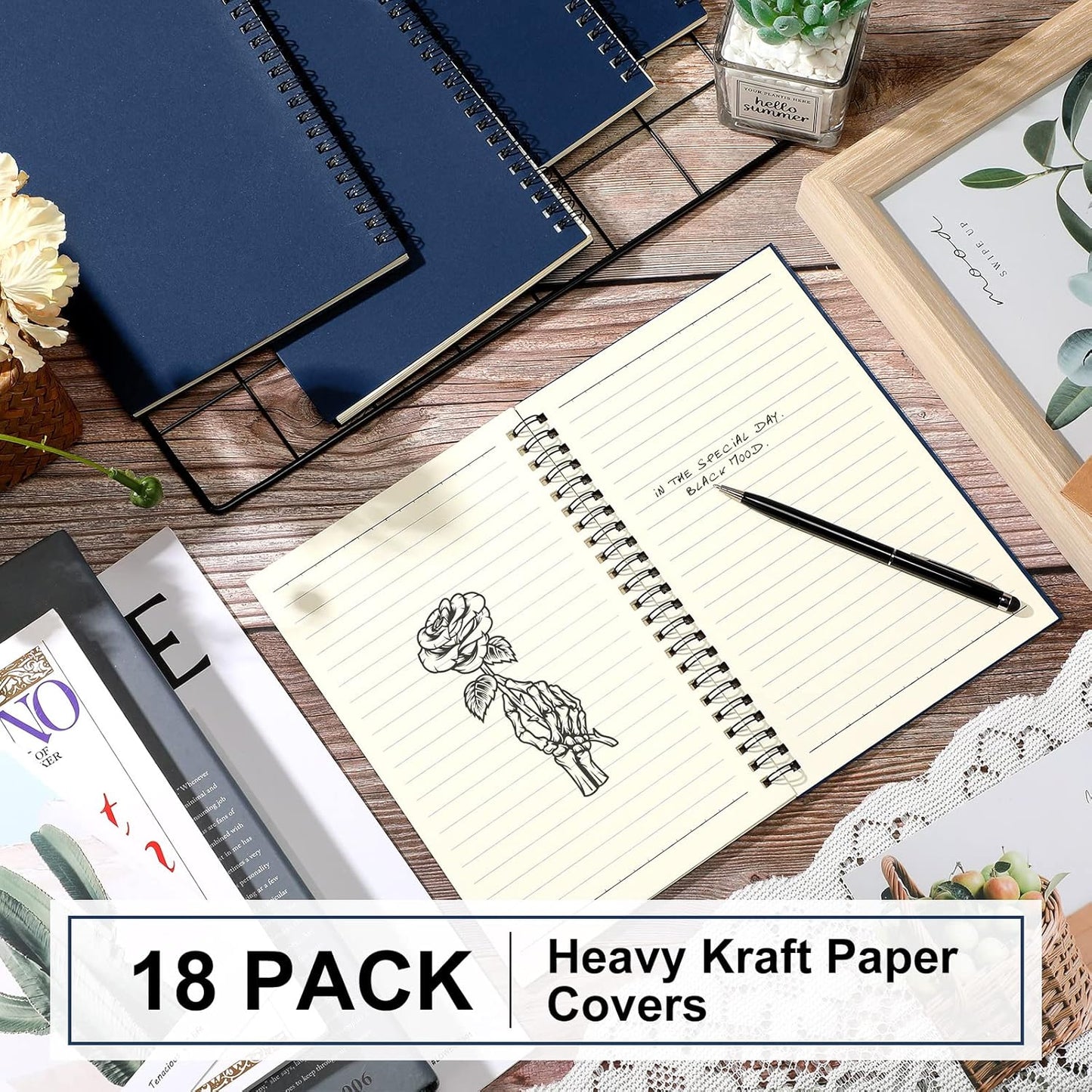 Yahenda Spiral Notebook Bulk A5 Journal Lined 8.3'' x 5.5'' Writing Composition Paper Small Notepad Subject Notebook for Students Office Business Back to School Supplies(Deep Blue,18 Pcs)