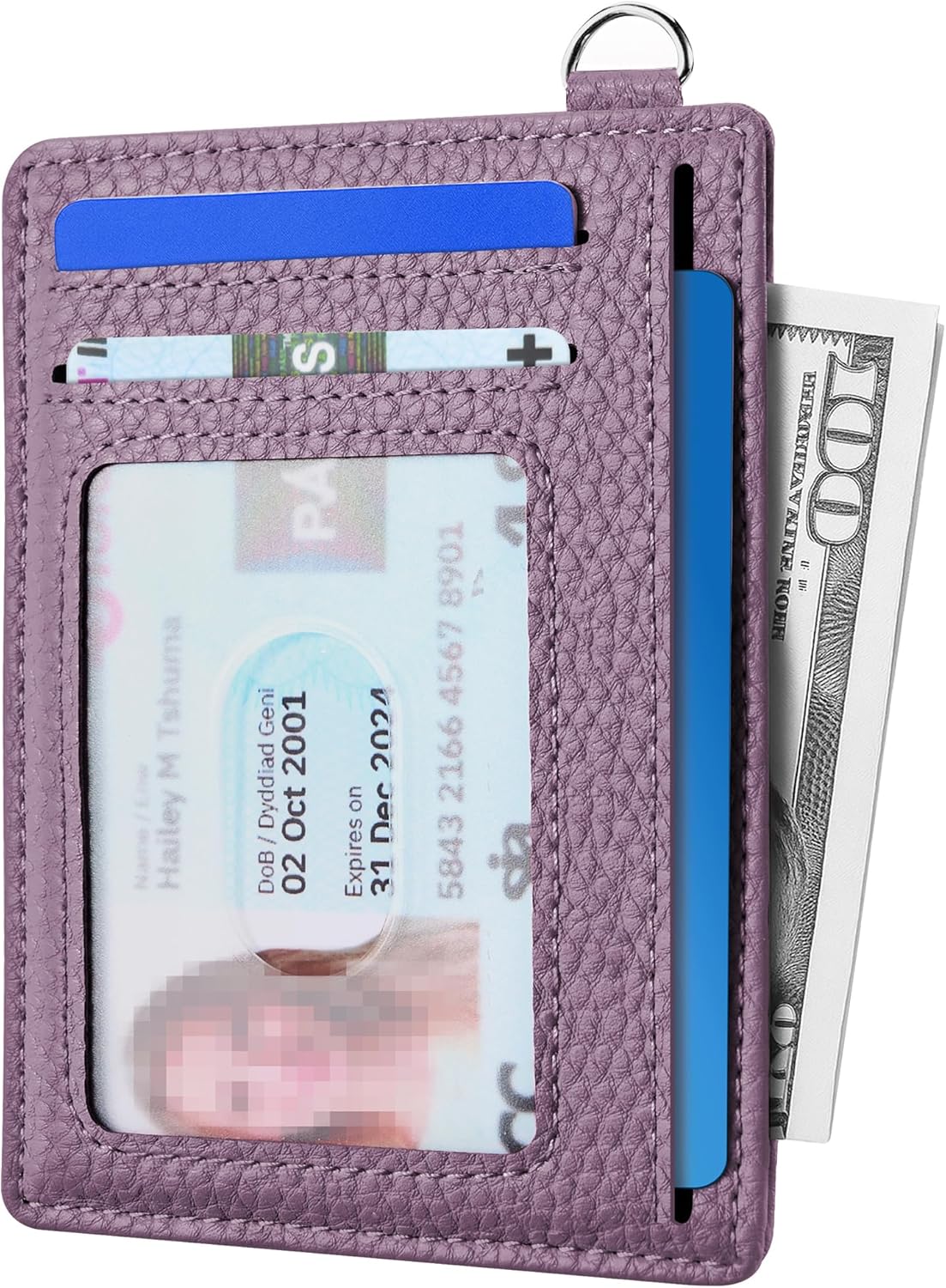 Mayski Slim Wallet, Credit Card Holder for Women, Minimalist Front Pocket RFID Blocking Card Cases, Small Wallet Women Men(Litchi Lavender)