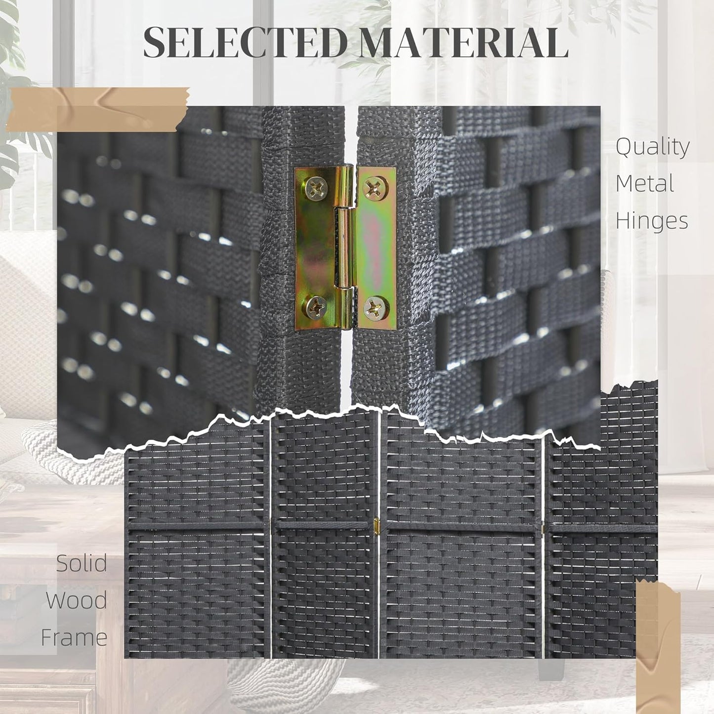 HOMCOM Room Divider, 8 Panel Folding Privacy Screen, 5.6' Tall Freestanding Partition for Home Office, Bedroom, Charcoal Gray