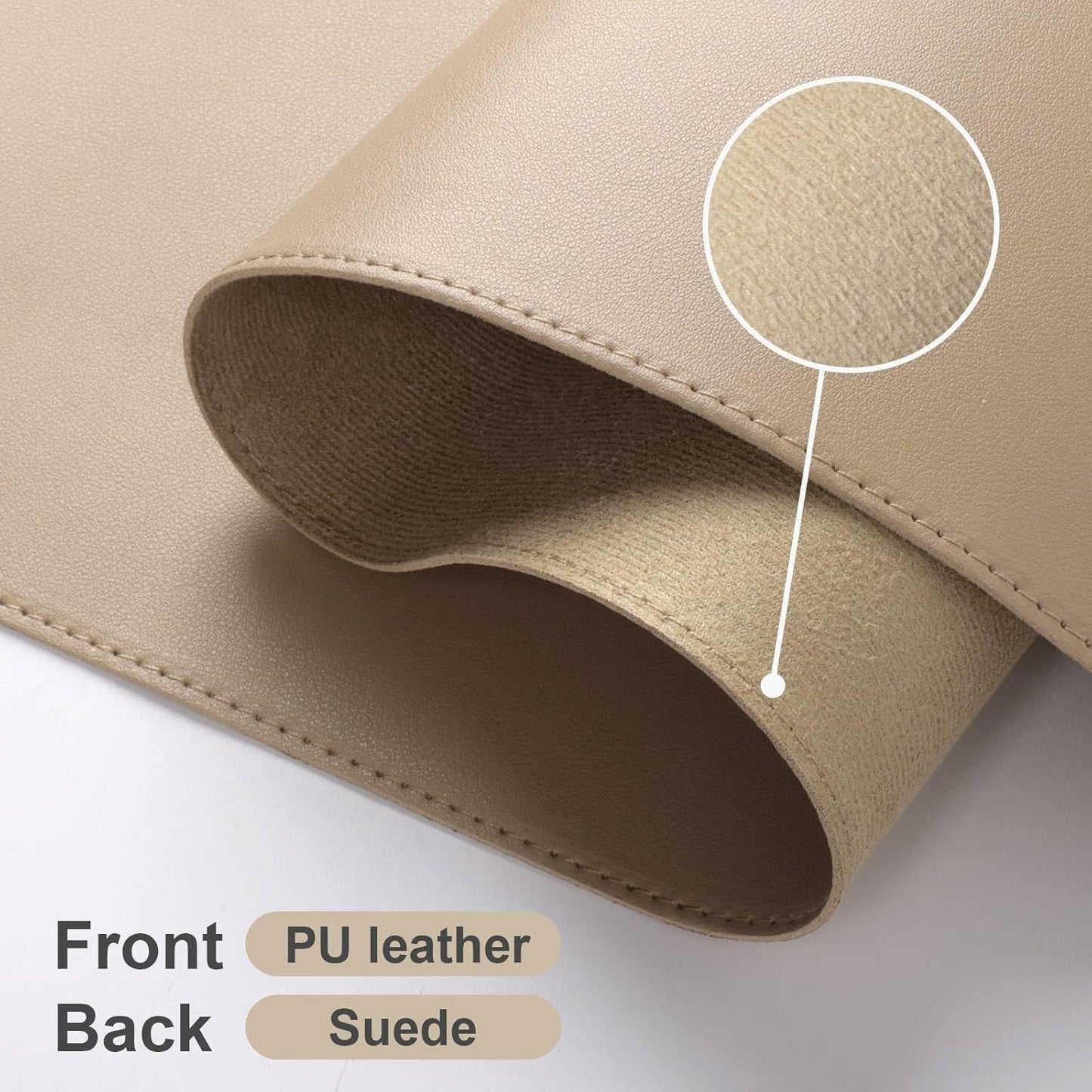 DAWNTREES Desk Mat Protector,PU Leather Desk Pad,Non Slip, Large Mouse Pad and Keyboard Mat, Waterproof Writing Pad for Office and Home (Beige,47.2''x23.6'')