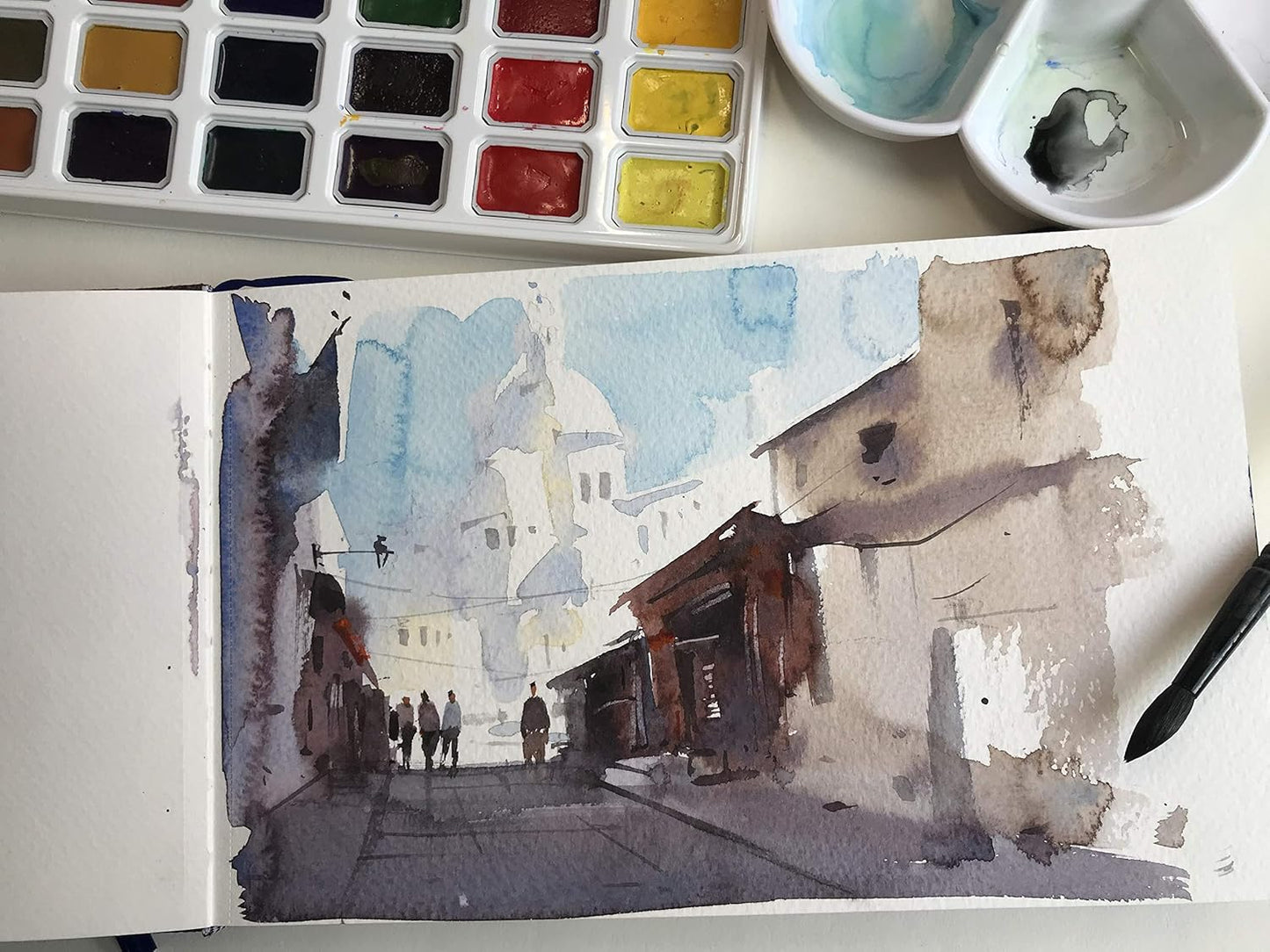 tumuarta Watercolor Journal, 8.25x5.5, 140 LB, 300 GSM, Cotton Paper, Cold Press, 24 Sheets, 48 Pages, Watercolor Paper Sketchbooks for Use As Travel Notebook and Mixed Media Pad