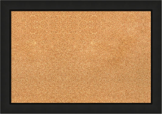 Amanti Art Natural Cork Board for Wall, 19x27 Vision Board with Black Wood Frame, Medium Corkboard Office Decor for Home Organization, Casual Corkboard Pinboard to display items for home organization
