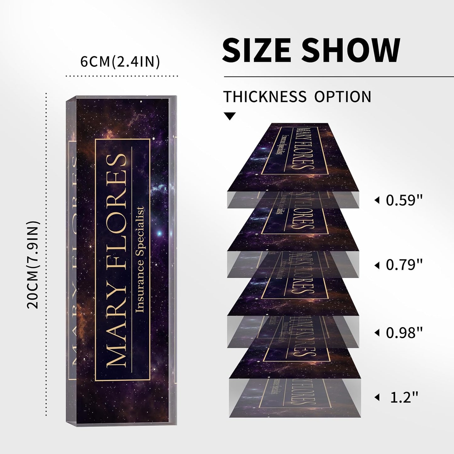 Acrylic Name Plate Personalized, Teacher Name Plates for Desks Classroom, Gifts for Teacher Boss Employee Appreciation Office Desk Decor (Galaxy 3)