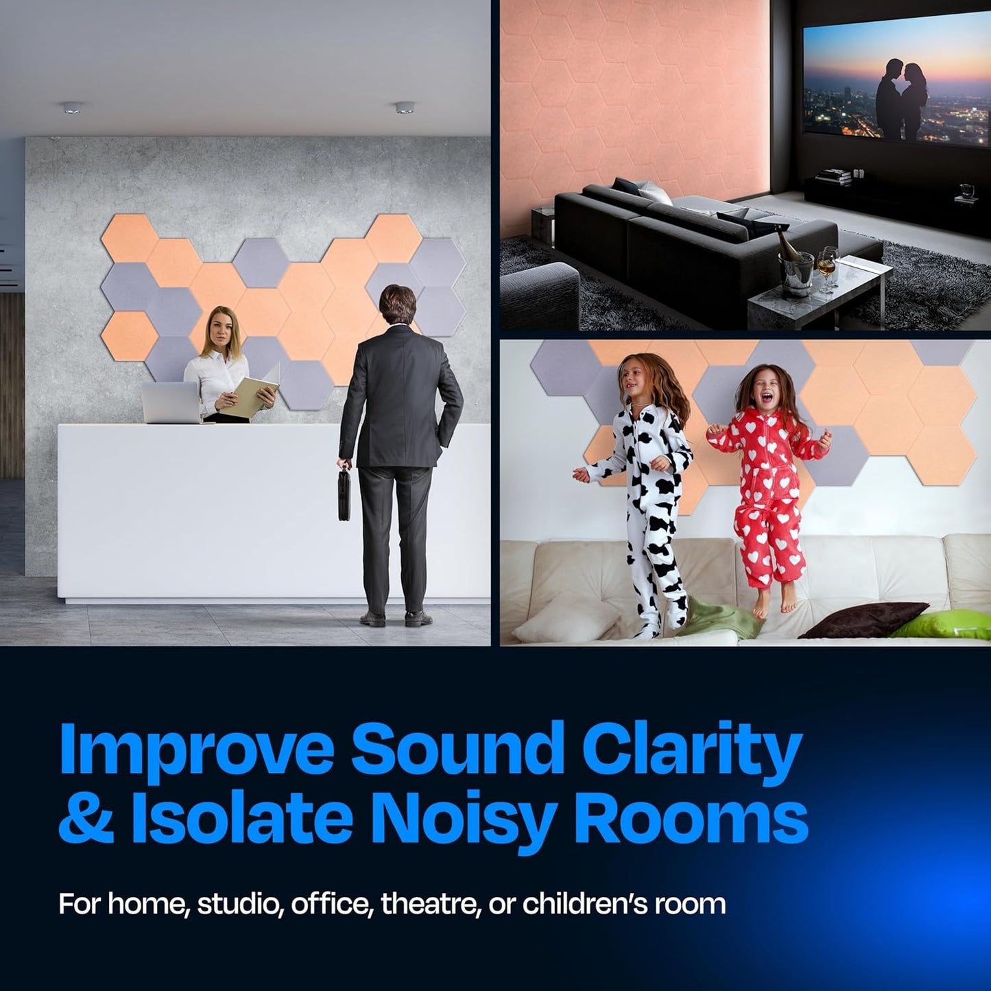 Acoustic Panels 12-Pack Soundproof Wall Panels 14"X12.1"X0.4" Sound Panels High Density Sound Dampening Panels - [Peach Beige Hexagon]