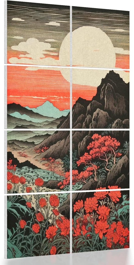 UMIACOUSTICS 8 Pcs 0.7Inch Thick Art Acoustic Panels, Total 47.2” x23.6” Decorative Sound Absorbing Wall Panels for Home, Office, Hotel, Arashi's-Old-chapter