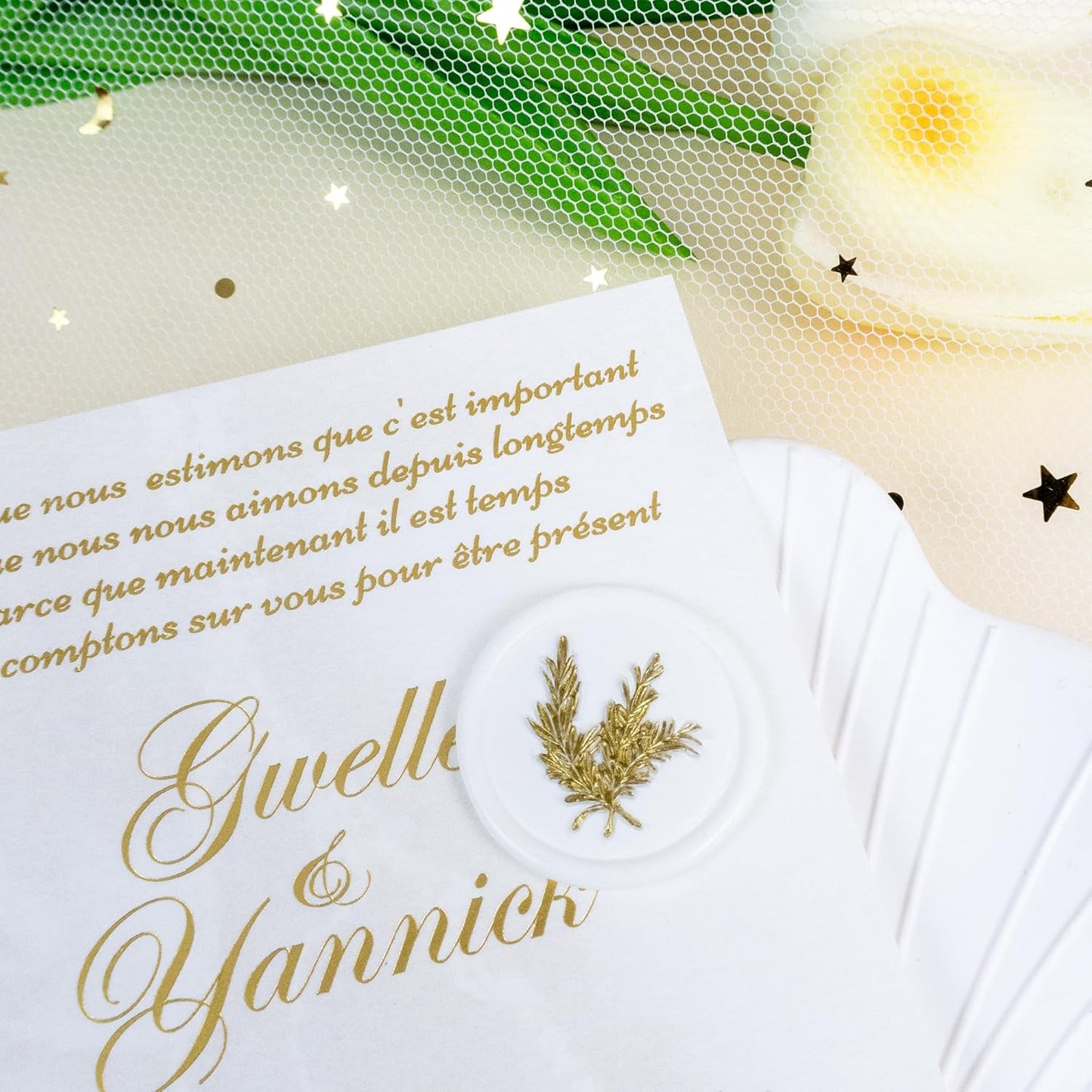 25Pcs Gold & White Wax Seal Stickers - Handmade Envelope Seals, Self Adhesive - Wedding, Party Invitations, Gift Wrap, Christmas - Gold Rosemary Style, White Wax