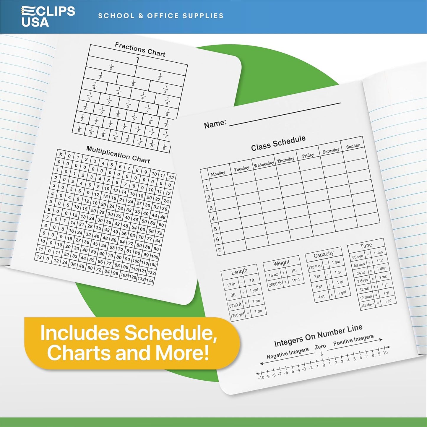 E-CLIPS USA Composition Notebooks, (48 Pack), Wide Ruled Composition Notebook, Marble Composition Notebook, 100 sheets, 200 Pages (48, Orange)