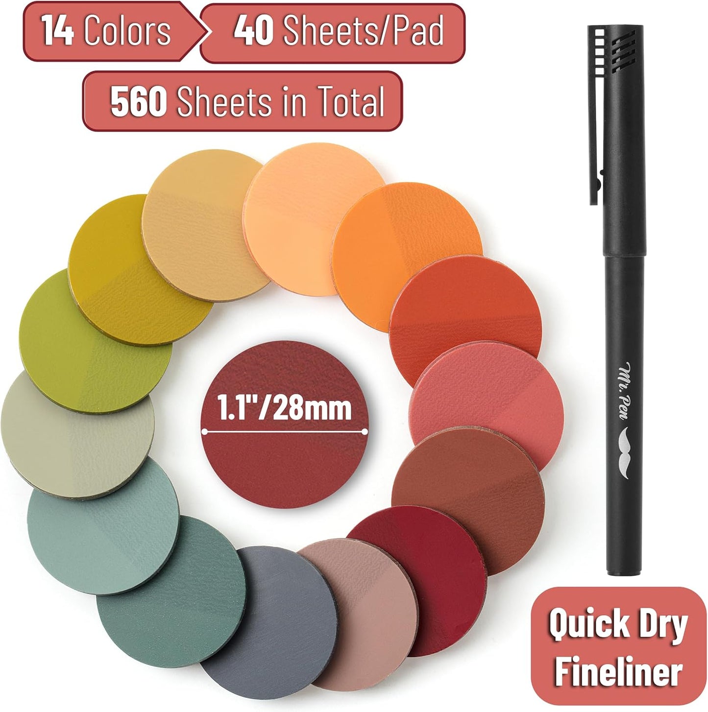 Mr. Pen- Transparent Sticky Note Set, 560Sheets, Colorful, Round Transparent Sticky Notes Set