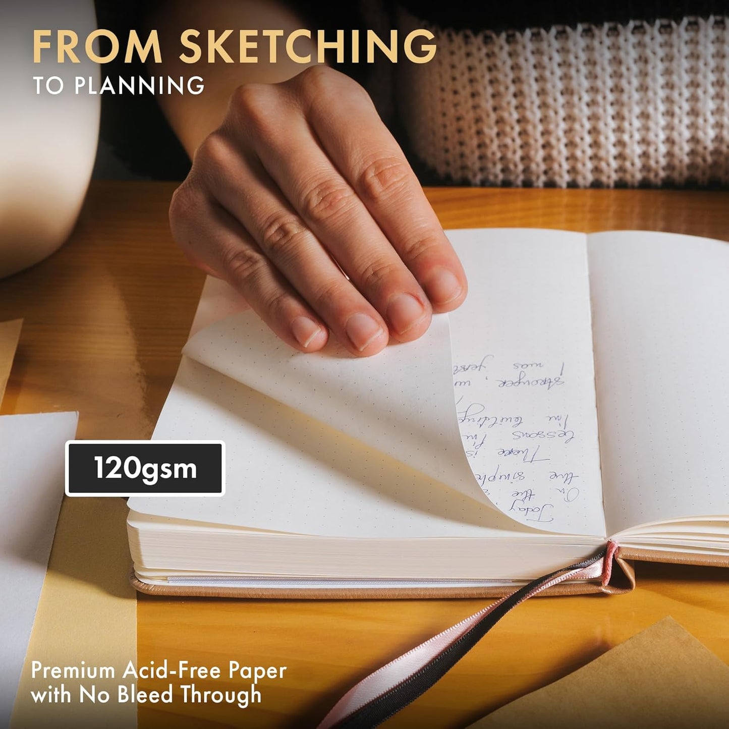 Wordsworth & Black A5 Bullet Dotted Journal 216 Dotted Pages, Hardcover Grid Dot Leather,120 GSM Paper,Journaling Notebook for Work & Sketching,Journals for Women,Men-Gifts Box Included Rose Gold