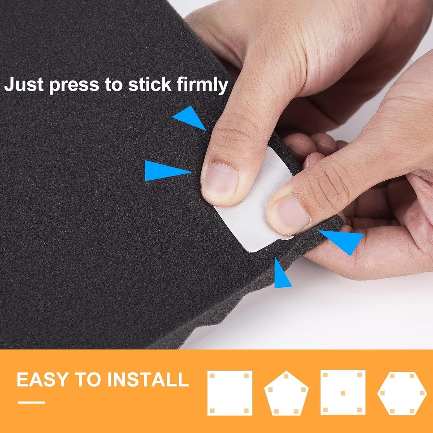 Sonicism Pyramid Sound Proof Foam Panels Double Sided Tape Squares 60 Pack, Heavy Duty Wall Mounting Tape Squares for Polyester Foam Acoustic Panels, 1.4-in Squares, Transparent