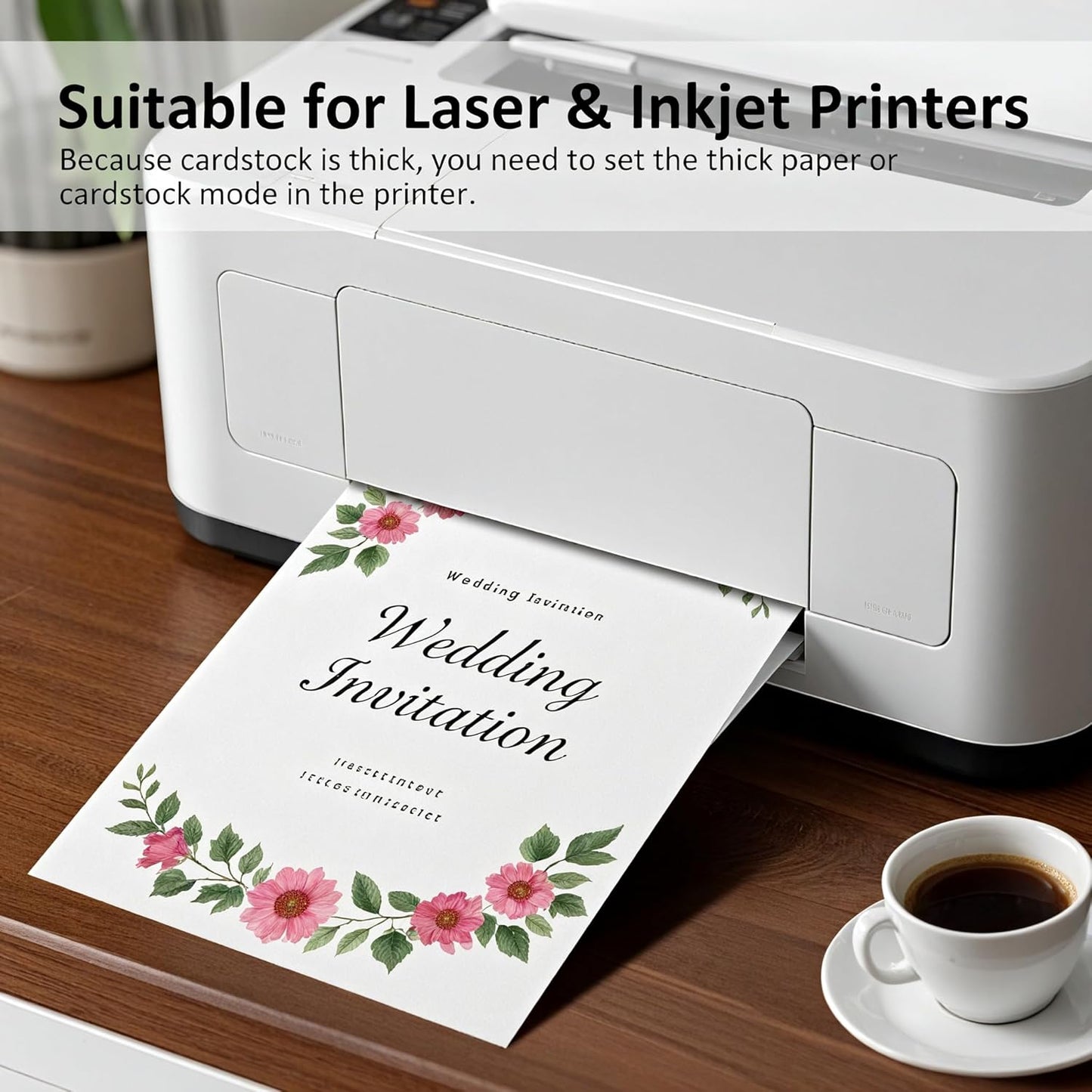 OcePor 200 Sheets White Cardstock 8.5 x 11, 92lb/250gsm Card Stock Paper, Thick Printer Cardboard Paper, Heavy Cardstock for Invitation, Resume, Certificate, Business Cards, Office