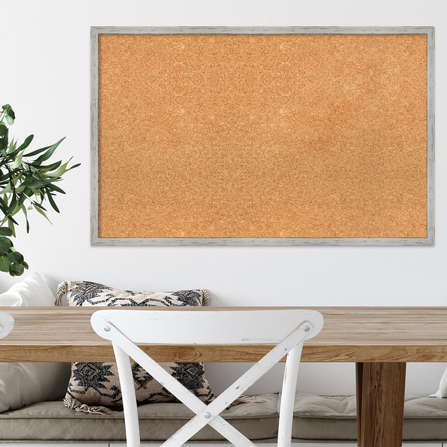 Amanti Art Natural Cork Board for Wall, 21x33 Vision Board with White Frame, Large Corkboard Office Decor for Home Organization, Cottage Corkboard Pinboard to Display Items for Home Organization in