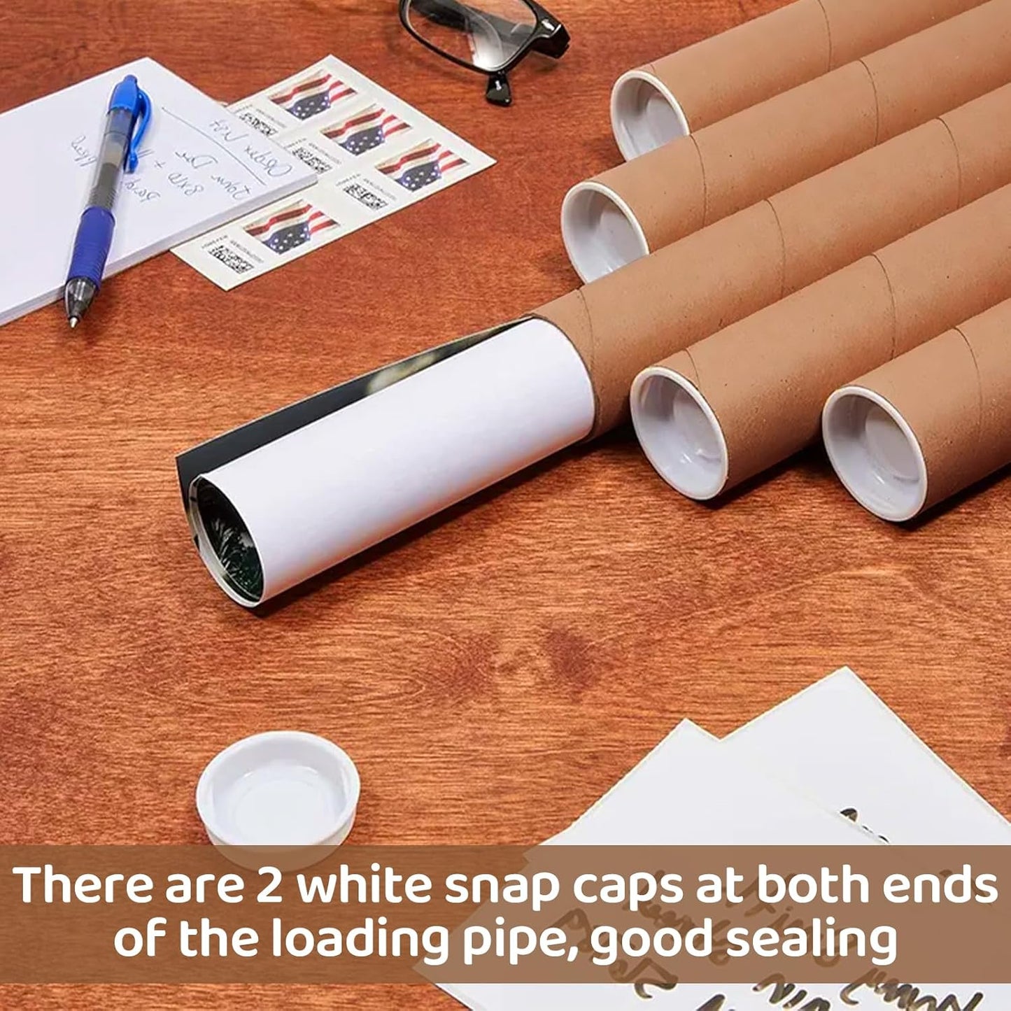 12PCS 2x16-Inch Mailing Tubes with Caps, Cardboard Shipping Tubes,Kraft Paper Tube Mailers for Shipping, Packing, Art Prints, Maps, Blueprint
