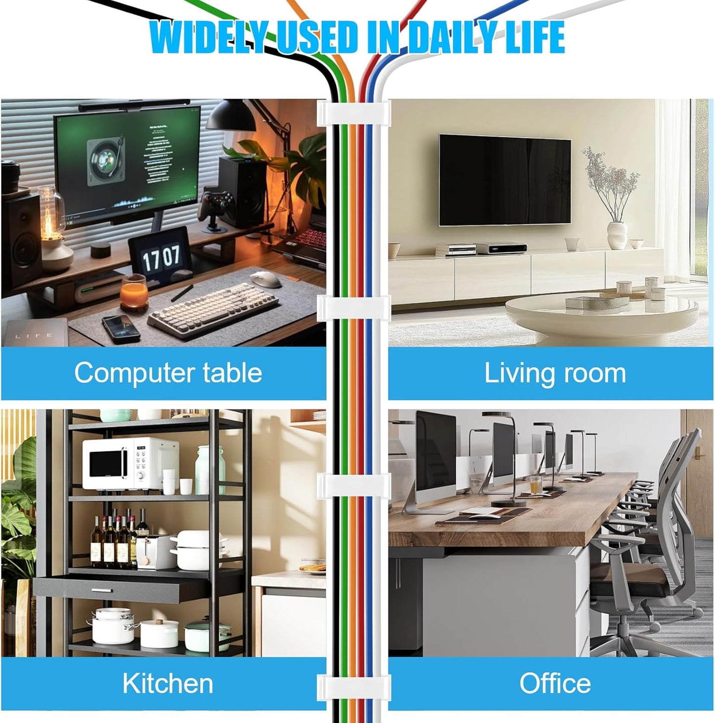 XHF 50 PCS Self Adhesive Cable Clips(L) White,Wire Clips Cable Management Wire Organizer Cord Holder for Under Desk, Car, Wall, TV PC Ethernet Cable