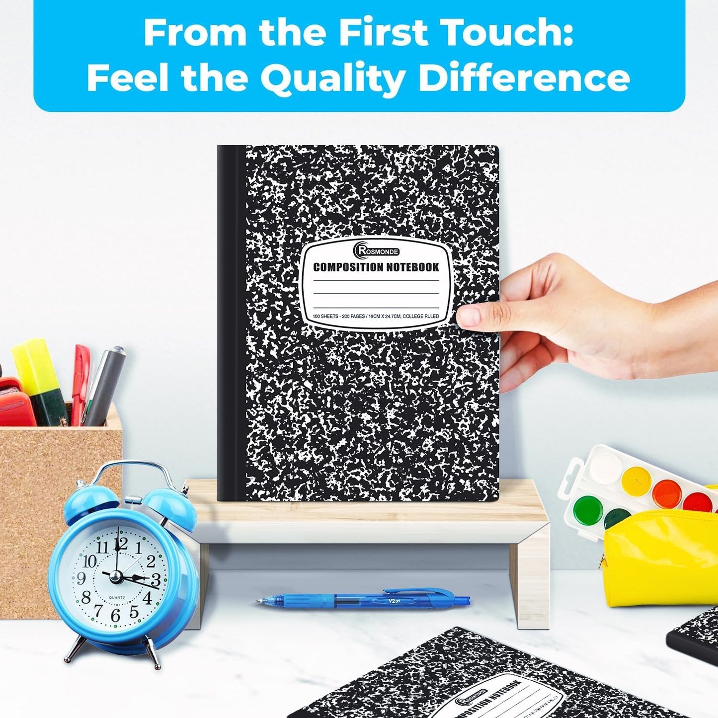 5000 Pack (Pallet) Composition Notebooks Bulk, College Ruled, 200 Pages (100 Sheets), 9-3/4 x 7-1/2, Bulk Supplies for School Districts, Black Marble Notebook, 4-7 Days Transit