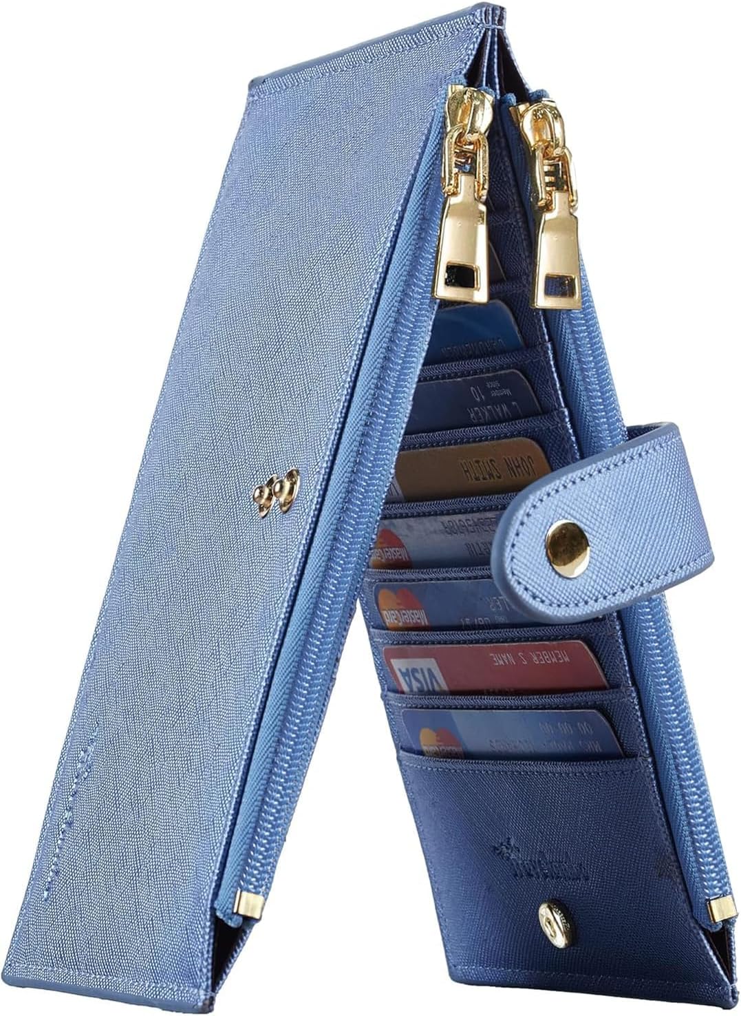 Travelambo RFID Wallet Women Large Size Bifold Multi Card Wallet Case with Zipper Pocke Credit Card Holder for Women