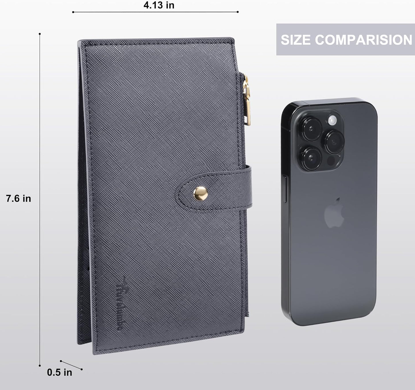 Travelambo RFID Wallet Women Large Size Bifold Multi Card Wallet Case with Zipper Pocke Credit Card Holder for Women