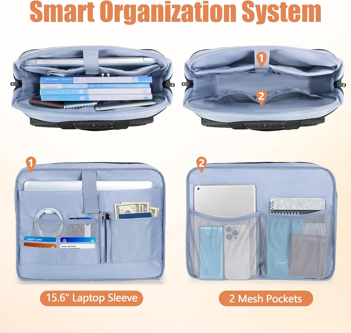 Fireproof Document Bag with Accordion File Organizer, Fireproof Document Safe Storage, Fits up to 15.6" Laptop, Suitable for Legal Files and Valuables, Black