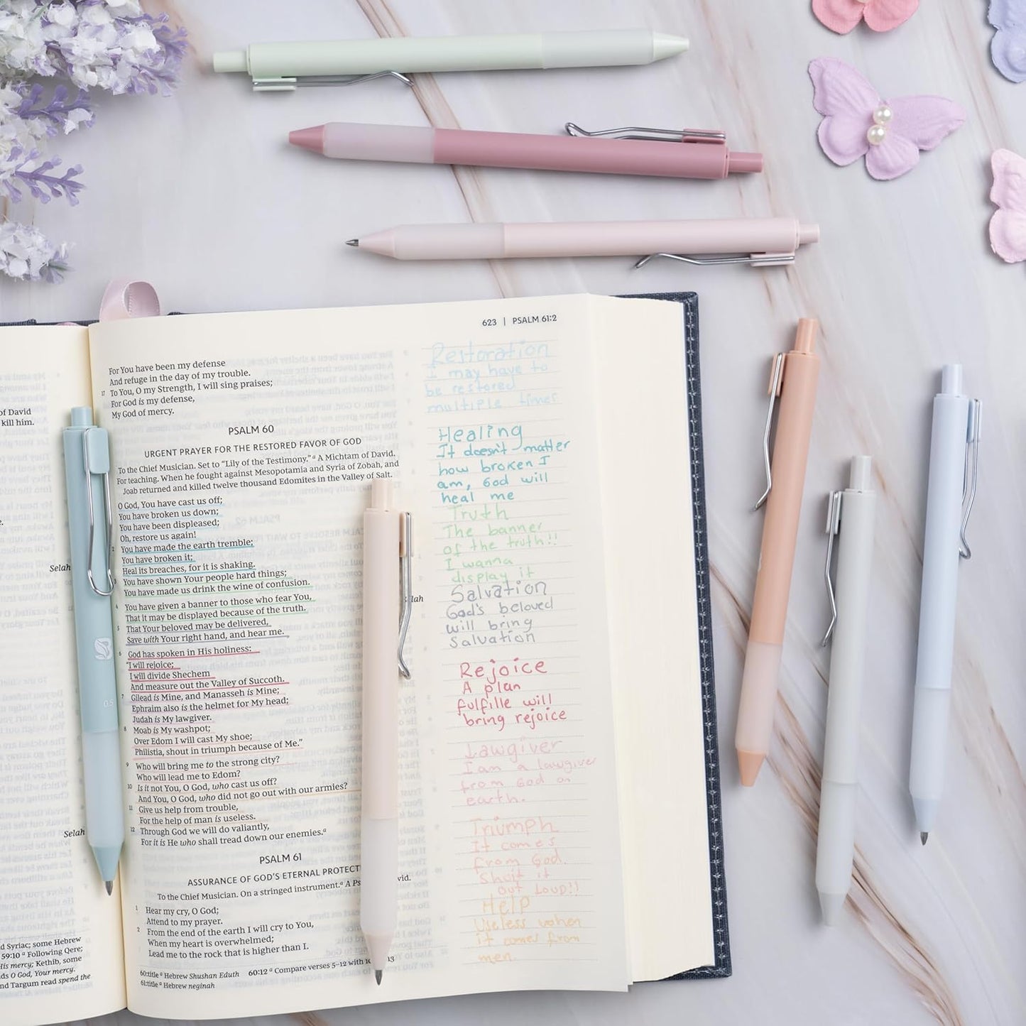 BLIEVE - Gel Pens Matte Finish, Smooth Writing, No Bleed - For Journaling, Bible Notes, Drawing - Cute School Supplies, 8 Pack (Pastel)