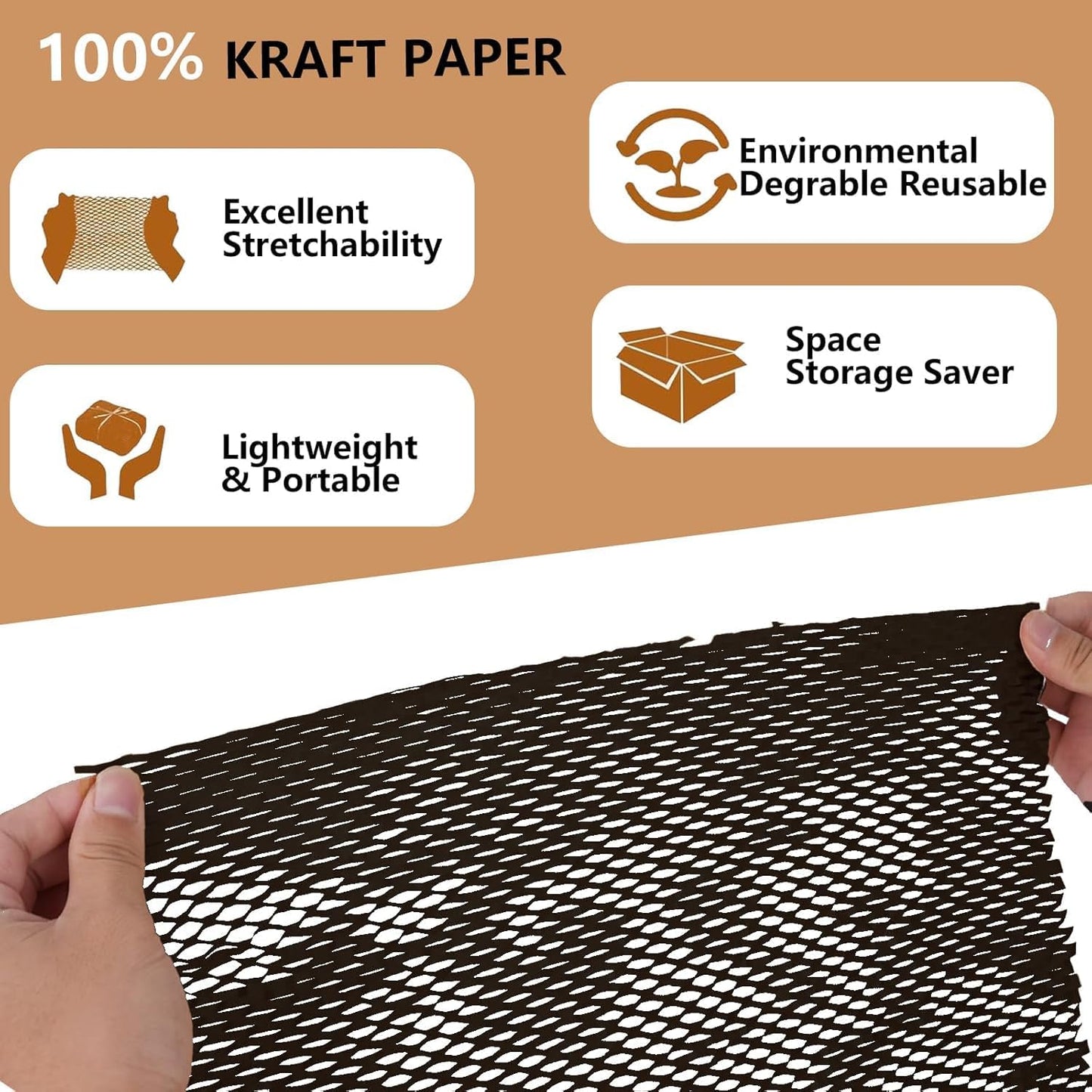 Honeycomb Packing Paper, 12" x 100' Packing Paper Substitute Alternative for Bubble Cushioning Wrap for Moving Shipping Packaging, Recyclable Moving Supplies Bubble Packing Wrap Roll-Black