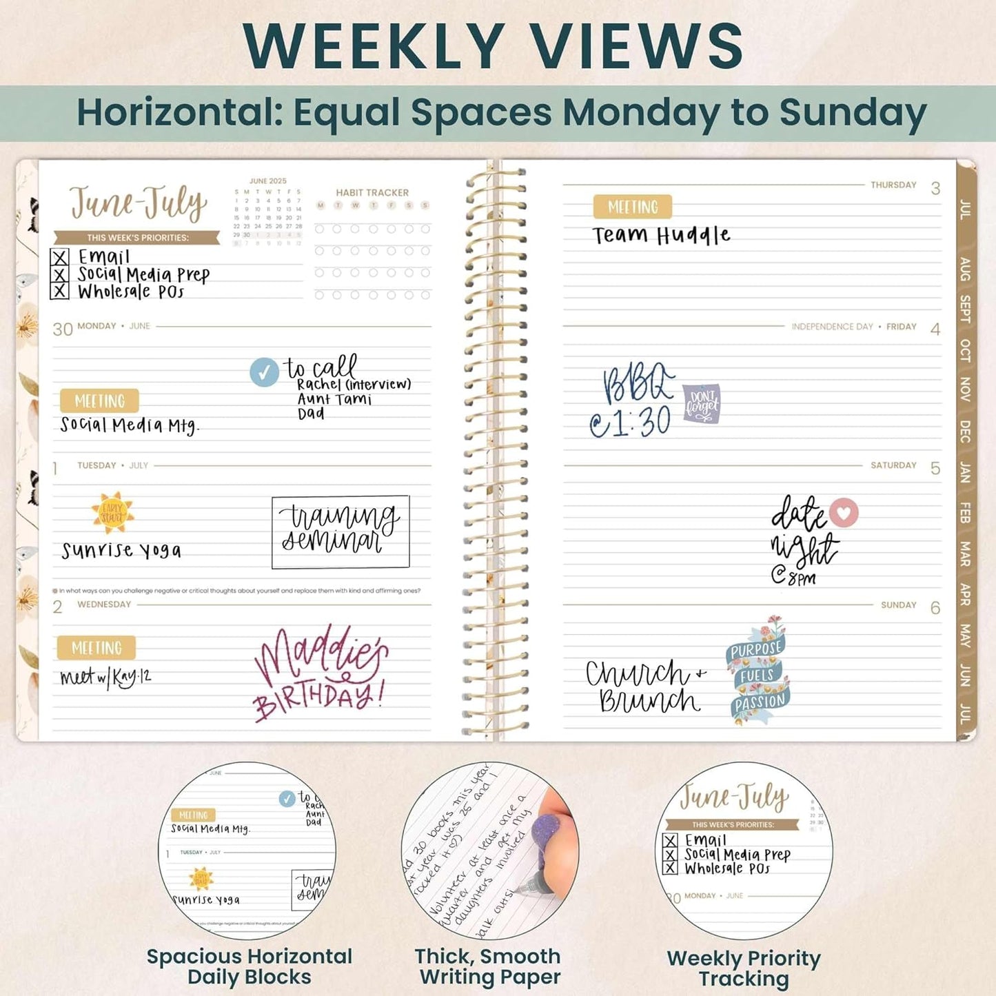 bloom daily planners 2025-2026 (8.5" x 11") Academic Year Day Planner (July 2025 - July 2026) - Weekly & Monthly Dated Agenda Organizer with Stickers & Tabs - Butterfly Garden