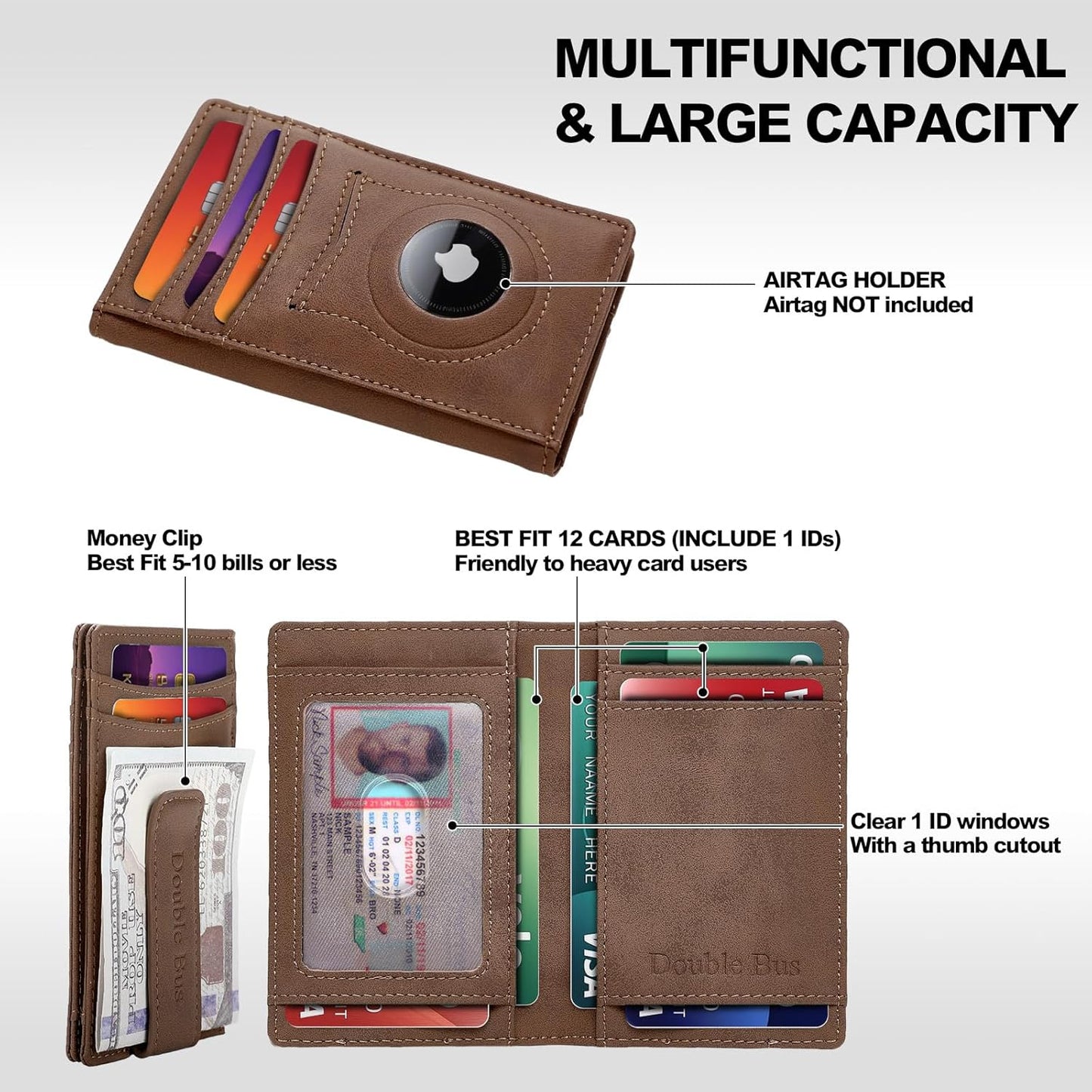 Slim Wallet for Men Credit Card Holder Wallet RFID Blocking Bifold Mens Slim Wallet,Thin Minimalist Front Pocket Mens Leather Wallets,Smart Security Mini Small Compact Wallet & Money Clip