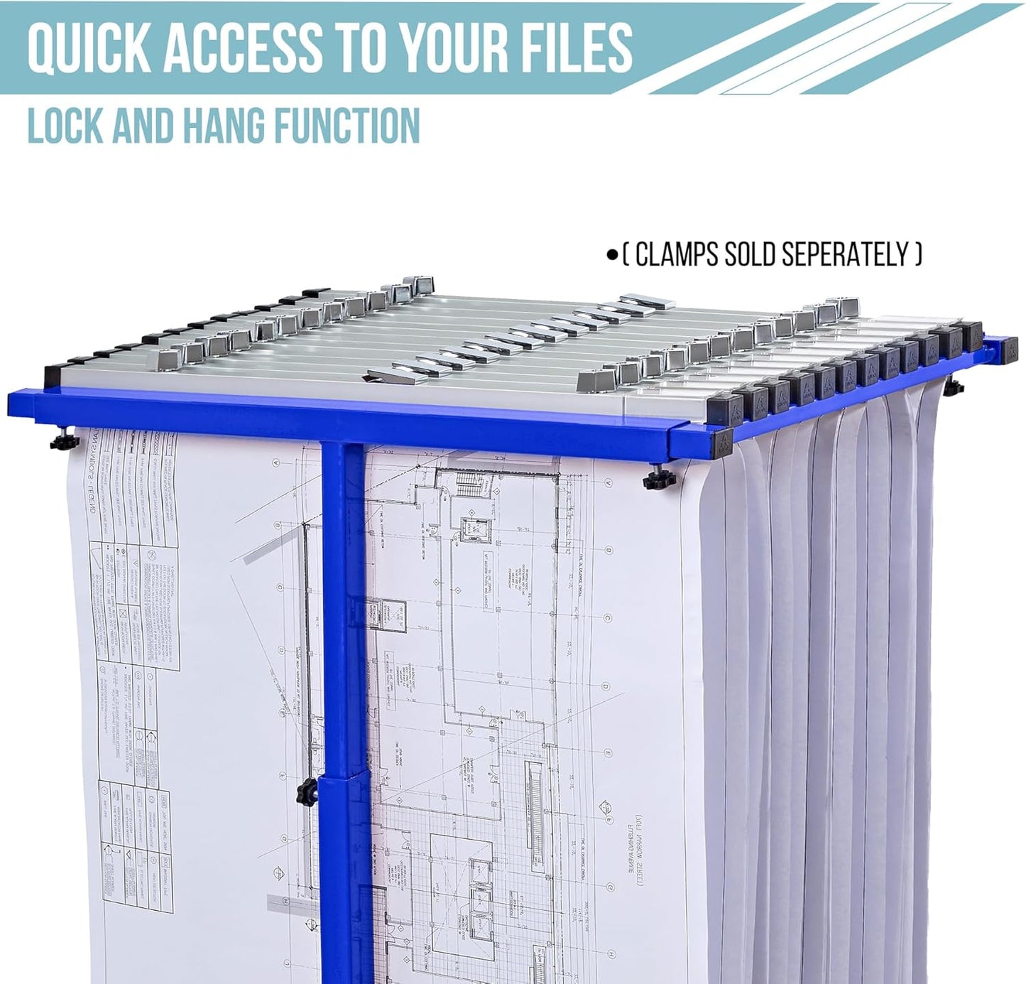 Adir Mobile Blueprint Holder - Adjustable Blue Print Storage Organizer and Construction Plan Holder – Plans Rack for Jobsite and Office (Without Blueprint Clamps)